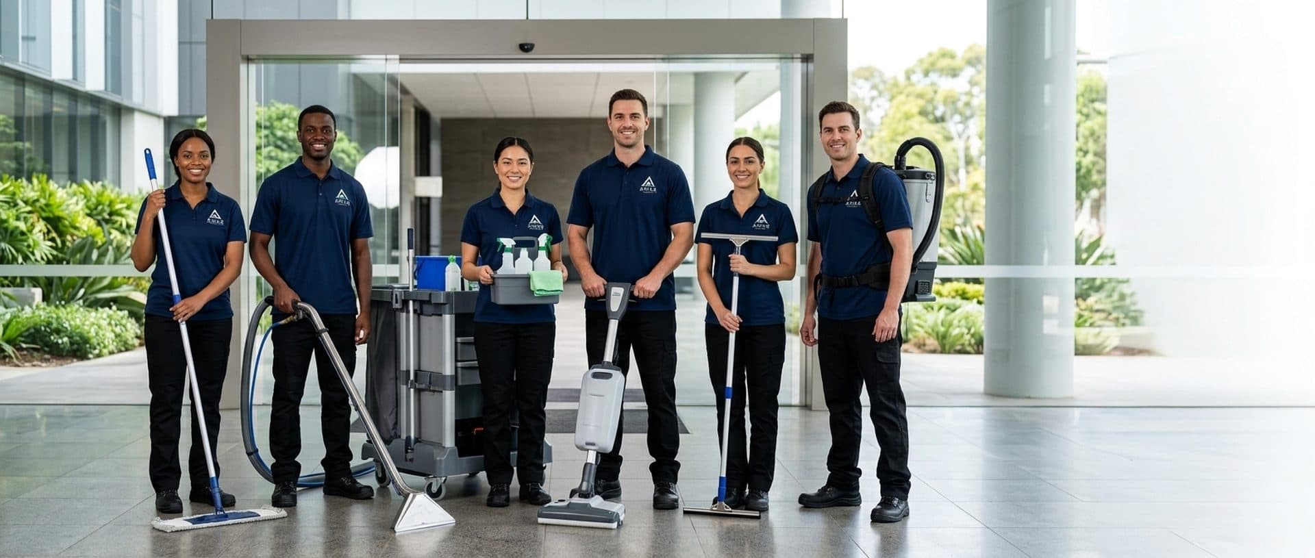 The Arise Property Care team — fully insured, uniformed and police-checked cleaners
